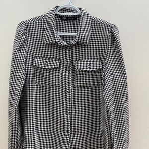 ZARA houndstooth button up top